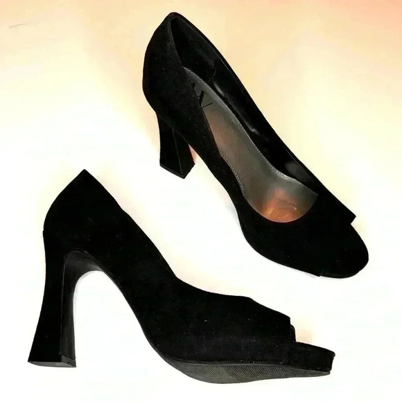 Worthington Womens Lula Peep Toe Flared Heel Pumps Size 7.5 Black - Picture 6 of 8